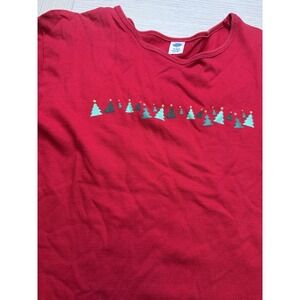 Austin Clothing Co Vintage 100% Cotton Long Sleeve Christmas Tree T. Sz L Womens